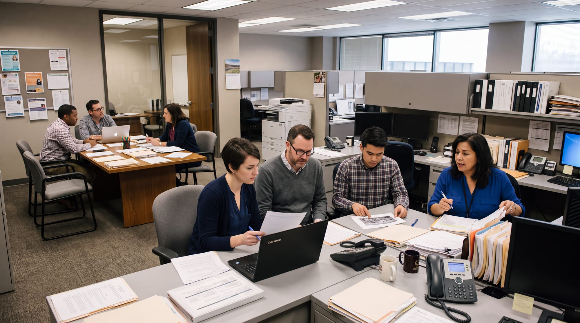 A public-sector team at work in an institutional office setting